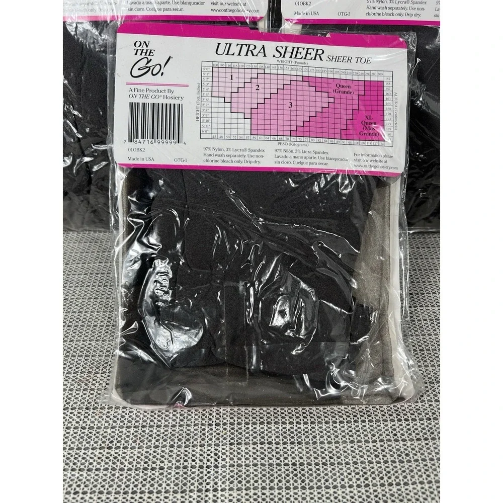 On The‎ Go! (3 Pack) Size 2 OFF BLACK ULTRA SHEER sheer Toe